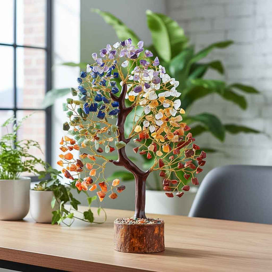 BEZAVO 7 Chakra Tree of Life Healing Crystal Tree Birthday Gifts for Women | Natural Gemstone Bonsai Tree, Healing Crystal Desk Decor, Spiritual Home Decoration, Gift for Women Meditation, Housewarming