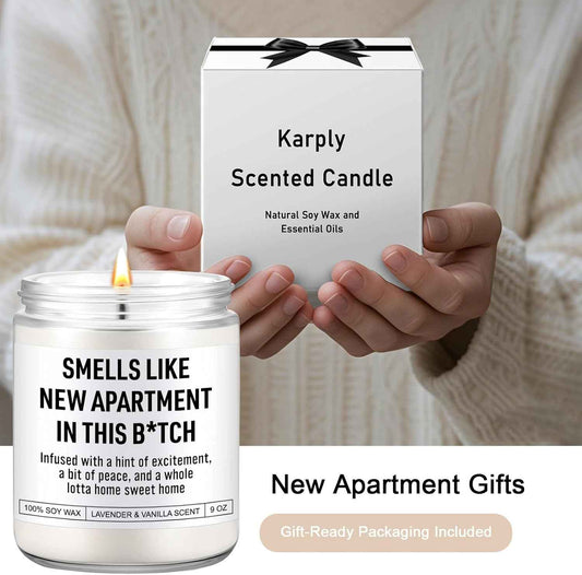 Funny Housewarming Candle, New Apartment Gifts, House Warming Gifts New Home for Men, Women, Couple, Family - First Apartment Essentials, 1st Apt. Must Haves - Closing Presents for Home Buyers