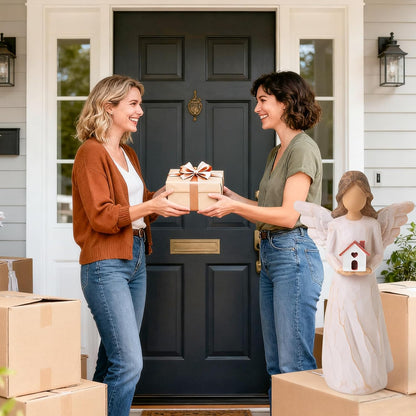 Housewarming Gifts New Home, Angel with House Figurines Hand-Painted | House warming Gifts Ideas for Women, Men, Couple, First Time Home Buyers, Homeowners