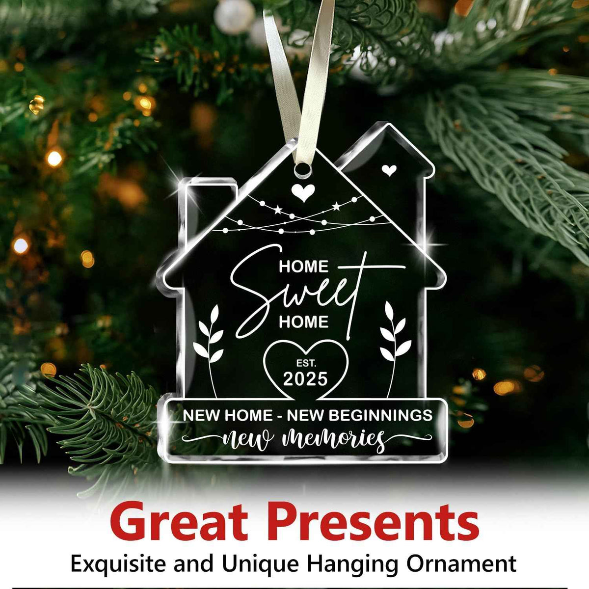 NewEleven House Warming Gifts, New Home Ornament 2025, Dream Home Gift Ideas Decor - Welcome Home Gifts, Housewarming Gift New Home, Best Housewarming Presents 2025 - Glass Ornament