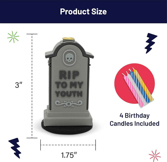 Funny Birthday Candle Holder – Humorous Party Decoration & Gag Gift – Quirky Cake Topper for Adults & Friends - Tombstone