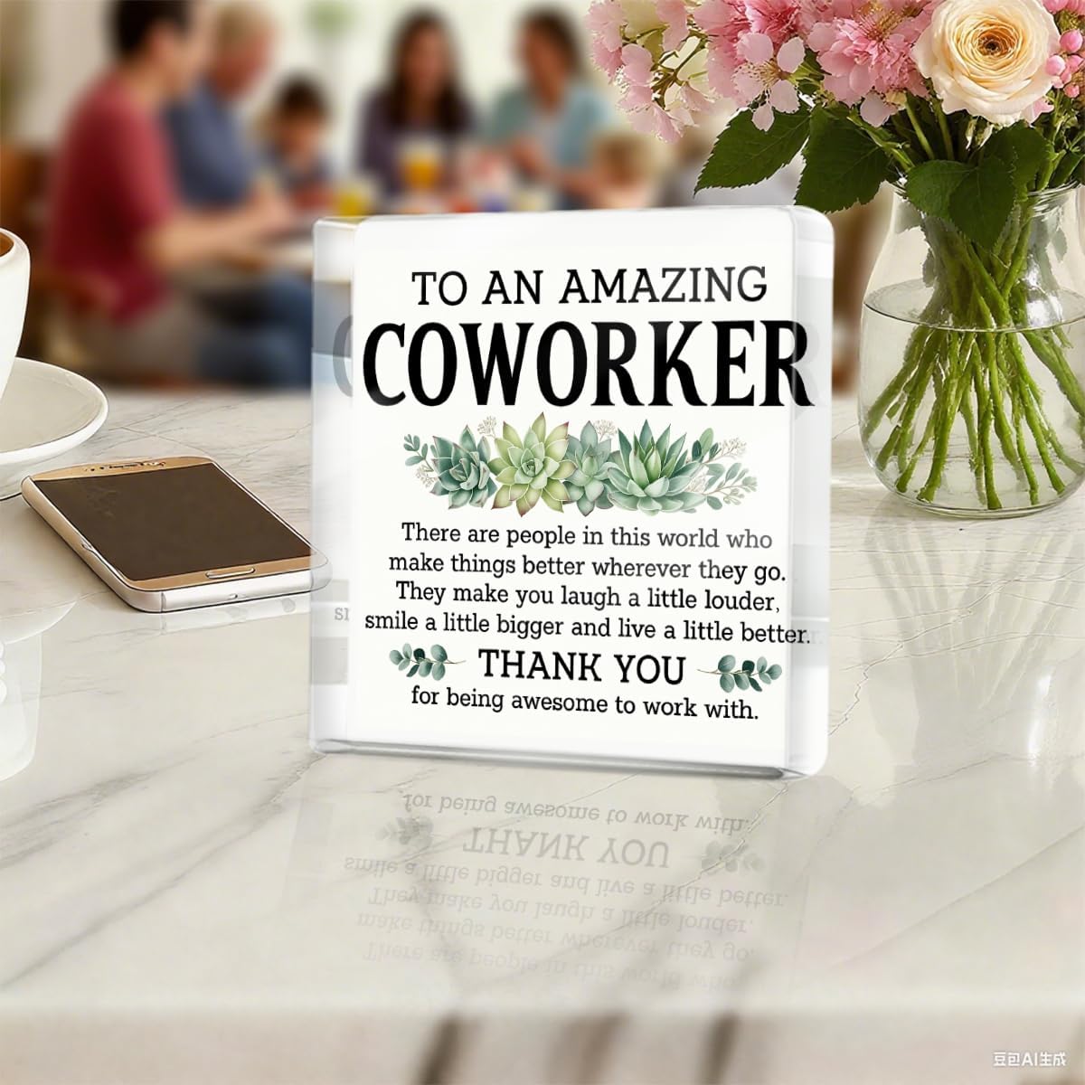 Thank You Gifts for Coworkers, Coworkers Appreciation Gifts for Women Men | To An Amazing Coworker Acrylic Plaque Desk Decorative Signs for Home Office Desktop Shelf Cubicle