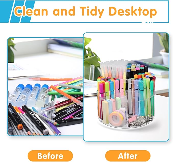 Six-Compartment Rotating Acrylic Desk Organizer - Field & Blessing