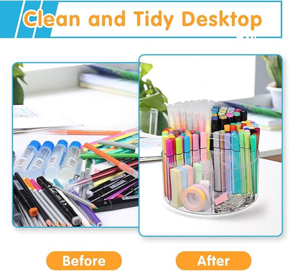 Six-Compartment Rotating Acrylic Desk Organizer - Field & Blessing