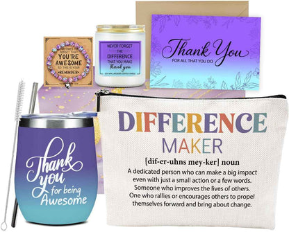 Difference Maker Gift, Thank You Gifts for Women Teacher Nurse Mom Boss Social Workers, Appreciation Gifts for Mom Friend Coworkers Employee Office Retirement Christmas Birthday Gift Basket Set