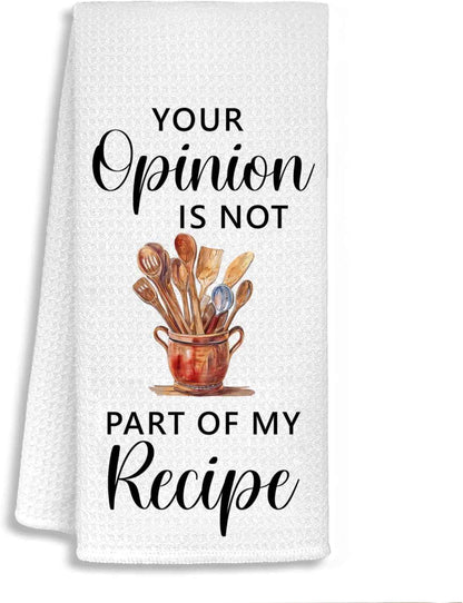 Funny Kitchen Bathroom Towels, Hostess Host Gifts Dish Tea Towels, Your Opinion is Not Part of The Recipe Decorative Hand Towels, Funny Kitchen Decor, 16x24 Inch