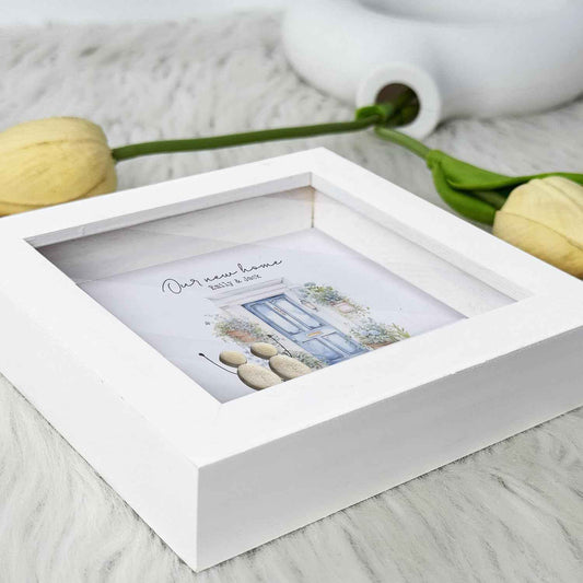 Personalized New Home Gift for Couple, Custom Pebble Art Frame with Home Address, Handmade Housewarming Gift, Rustic Decor Wall Art, First Christmas in New House Sign for Homeowners