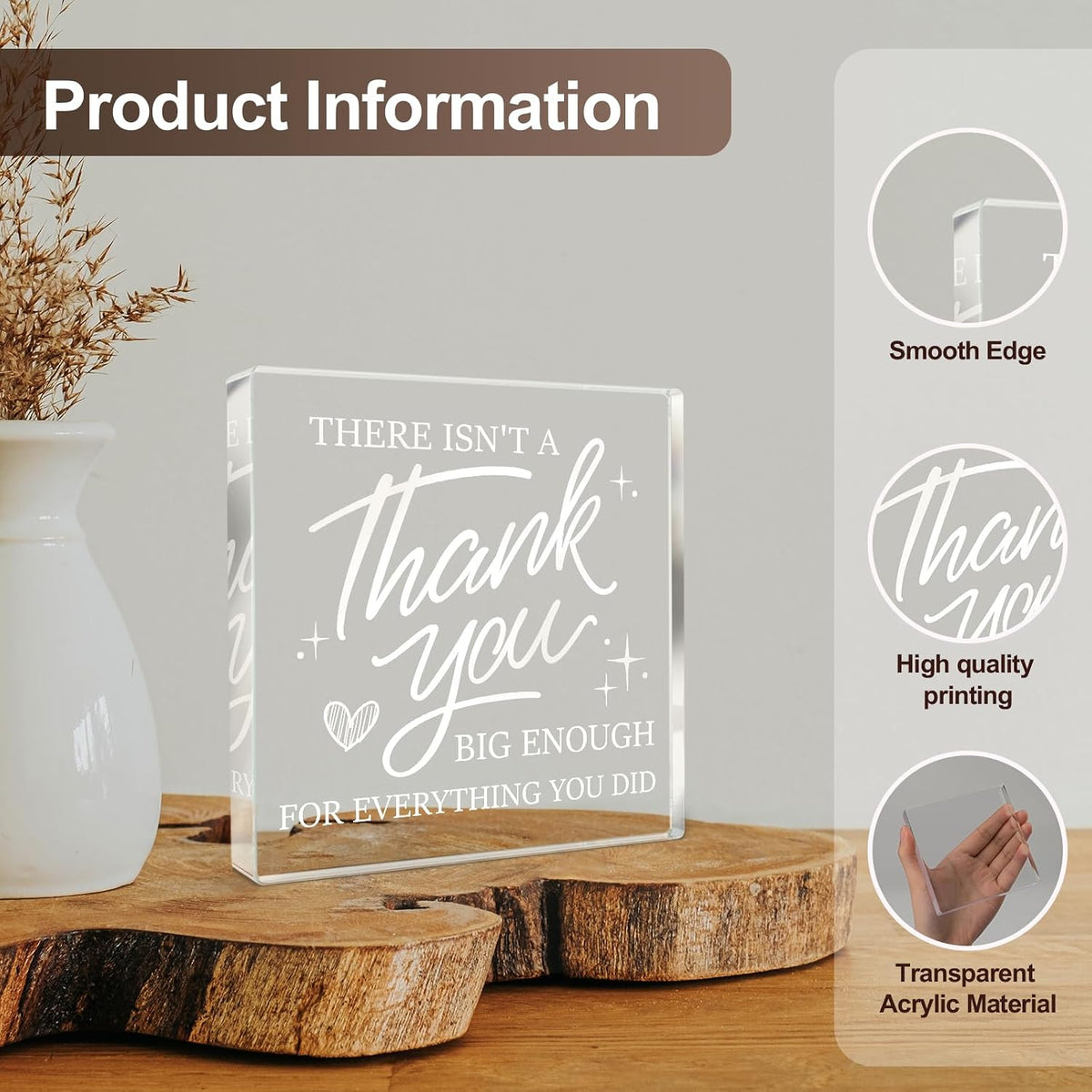 Thank You Gifts for Women Men, Thank You Appreciation Plaque | Appreciation Gifts for Leader Colleague Principal Coworker Daycare Nurse Boss