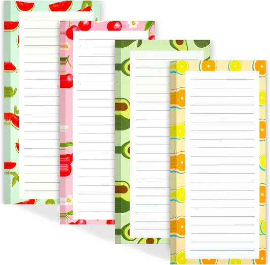 Joyberg 4 Pack Magnetic Notepads for Refrigerator, Grocery List Magnet Pad for Fridge, Fruit Design Magnetic Grocery List Pad for Fridge, Full Magnet Back Shopping Lists, 50 Sheets Per Note Pads