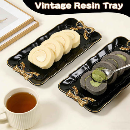 Vintage Bow Decorative Tray Set in Black