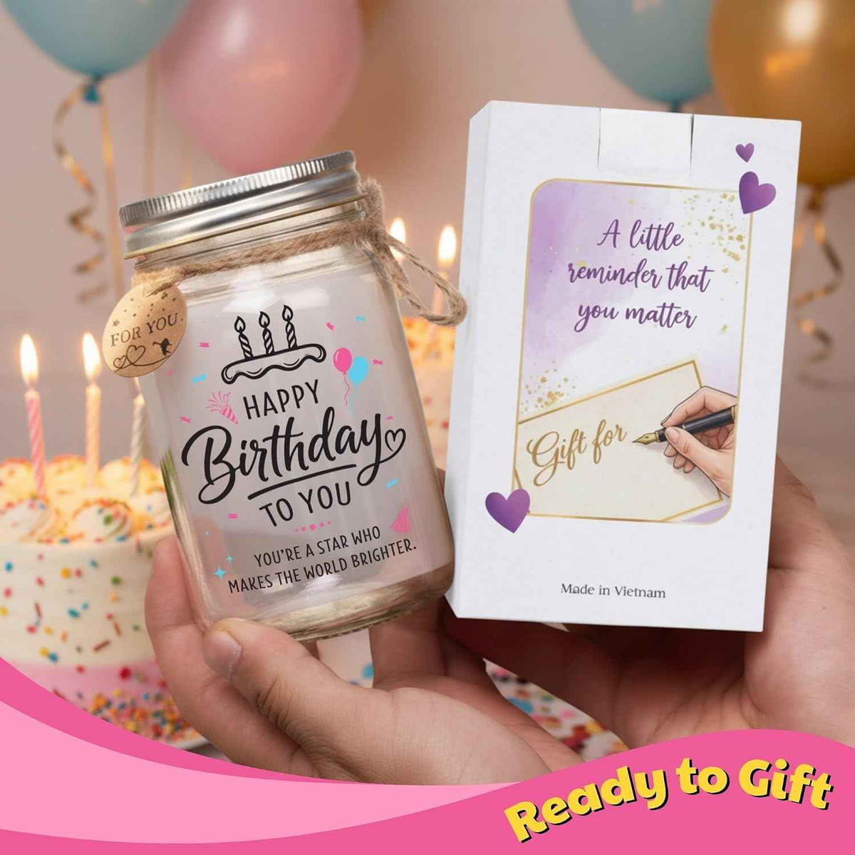 Solmay Birthday Gifts for Women, Mason Jar Night Light | Sentimental friendship keepsake & cute celebration decor for a best friend, daughter, sister or mom; a present for her