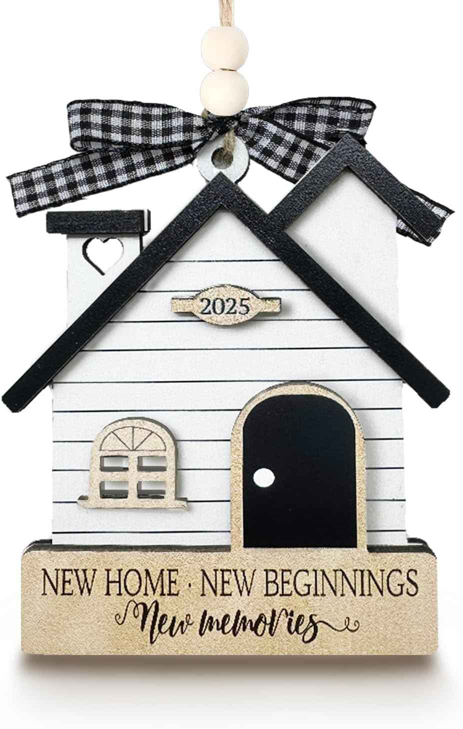 New Home Ornament 2025 - Housewarming Gifts for New Home, House Warming Gift for Women Couple houseowners Ideas, Wooden First Home Chirstmas Ornament 2025(House 01)