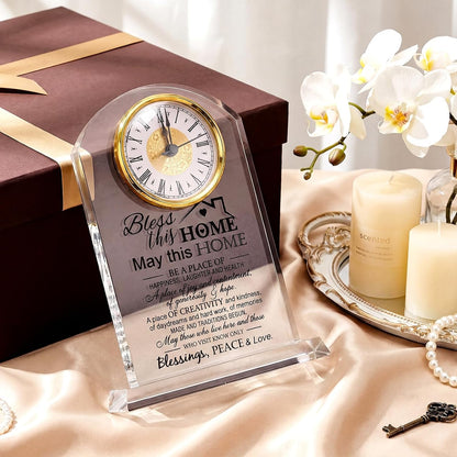 Landical House Warming Gifts New Home Crystal Clock Acrylic Keepsake Home Warming Gifts Housewarming Couple Presents Ideas for New House Blessing Homeowner Women Men Friend Family Decor(Whimsical)