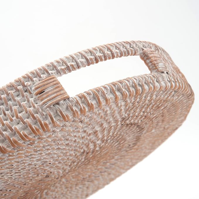 Round Woven Rattan Serving Tray - Field & Blessing