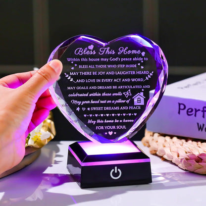 Arikyrist House Warming Gifts New Home Crystal Heart Keepsake with LED Base Housewarming Gifts for Women Men House Warming Gifts Couple Presents Home Blessing Warm Gift New Apartment