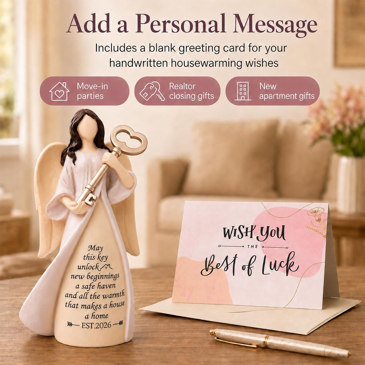 Housewarming Gifts New Home, Guardian Angel Figurines for New Apartment, House Warming Gift for Women Friend, New House Gift Ideas, Home Warming Presents, Entryway Table Decor