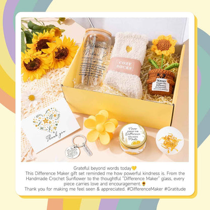 Thank You Gifts for Women, Employee Appreciation Gifts, Teacher Appreciation, Recognition Gift with 16oz Difference Maker Glass, Gift Basket for Coworkers Boss Nurse School Counselor, Thanksgiving