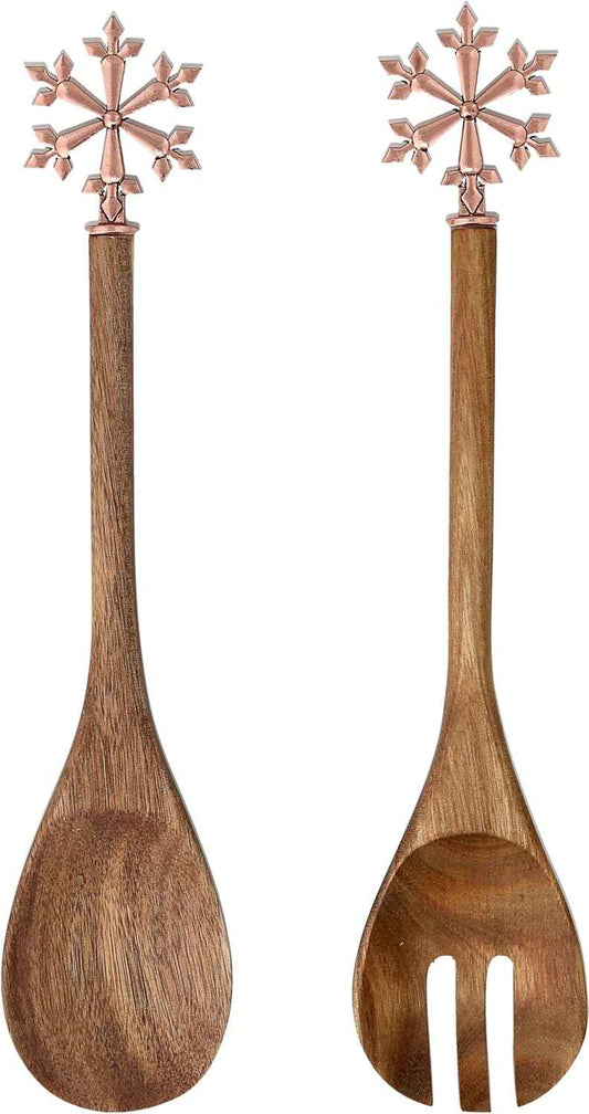 Pavilion - 13" Spork & Spoon Snowflake - Holiday Winter Seasonal Christmas Kitchen Serving Utensils Mixing Gift Hostess Present