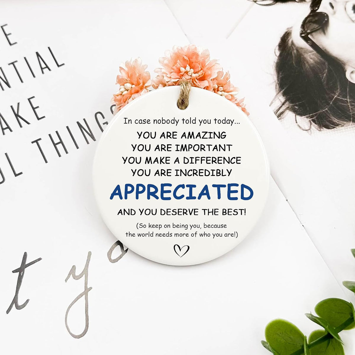 Thank You Gifts for Women Men - Appreciation Gifts for Coworker,Inspirational Gift Ideas Leaving Job Gifts Goodbye Farewell Appreciation Gift Ceramic Ornament
