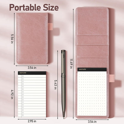 WEMATE Pocket Notebook with Pen, Pocket Notebook Set Rose Gold