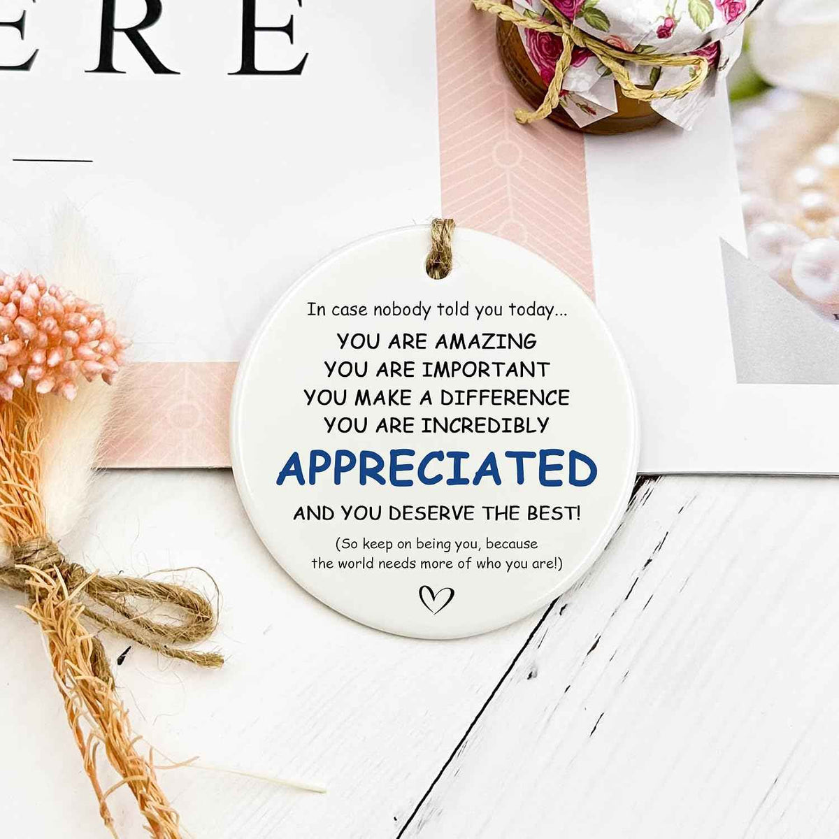 Thank You Gifts for Women Men - Appreciation Gifts for Coworker,Inspirational Gift Ideas Leaving Job Gifts Goodbye Farewell Appreciation Gift Ceramic Ornament