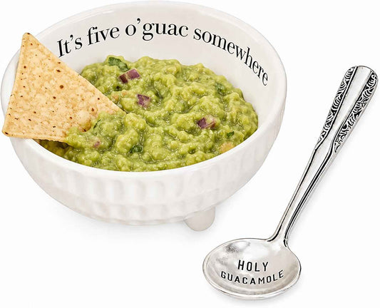 Mud Pie 4851076 Guacamole Serving Dish Set, White | White Ceramic Serving Dish for Dip, Salsa, Avocado, Mexican Entertaining, Guacamole Serving Bowl