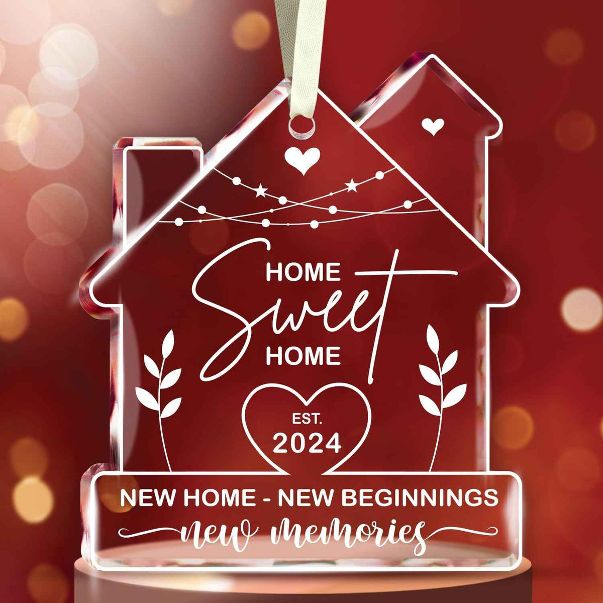 NewEleven House Warming Gifts - New Home Ornament 2024, Welcome Home Gifts - Glass Ornament