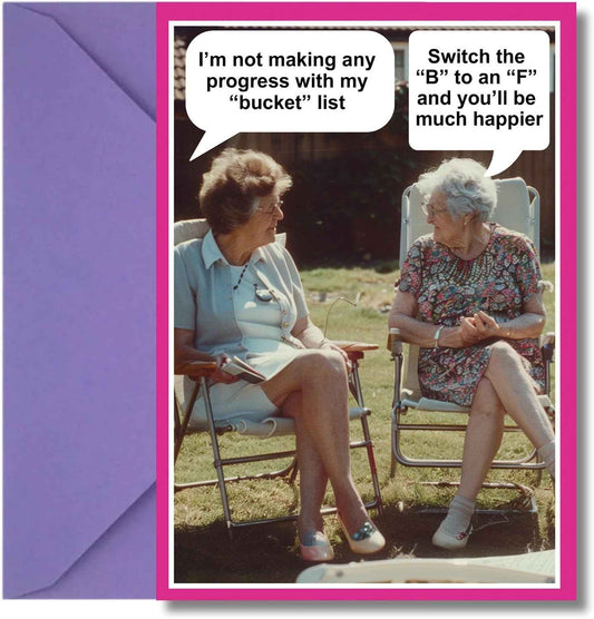 LimaLima Funny Birthday Cards For Women Large 5.5 x 8.5 Rude Bucket List Design Perfect For Best Friends Bestie