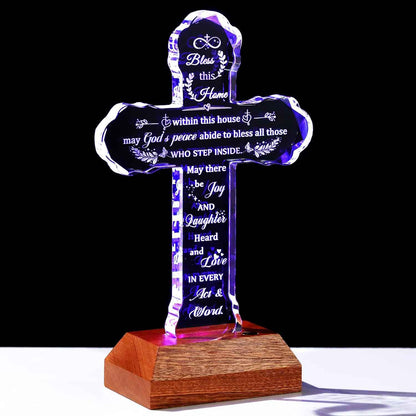 Ornalrist House Warming Gifts New Home for Women Men Glass Stand Cross | Housewarming Religious Blessing Keepsake for Him Her, New Home Gifts Ideas for New Homeowner, House Warming Present Decor