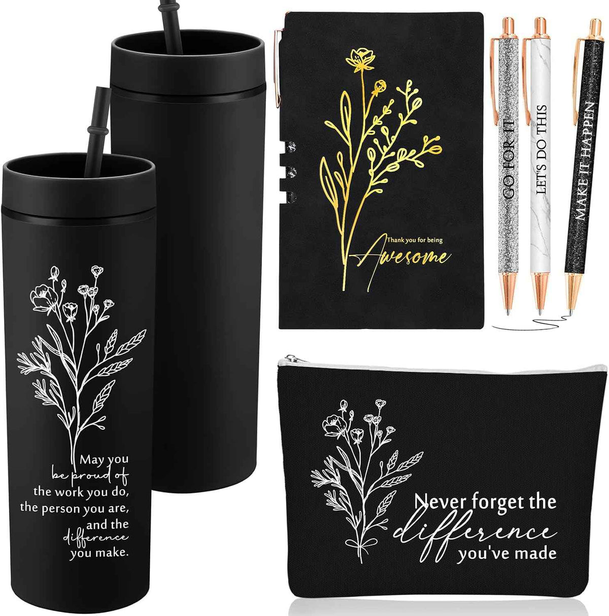Funnymoom 6 Pcs Employees Appreciation Gifts for Women Coworke Teachers | Thank You Box, 16 oz Tumbler Makeup Bag Journal Pens, Bosses Day Birthday Baskets for Lady Staff Nurse Team Housekeeping Week