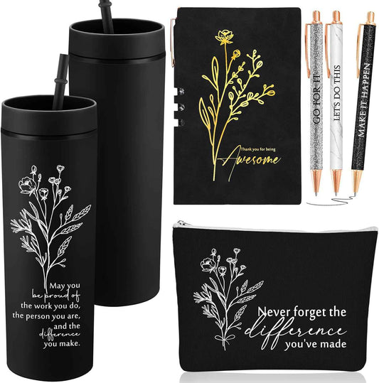 Funnymoom 6 Pcs Employees Appreciation Gifts for Women Coworke Teachers | Thank You Box, 16 oz Tumbler Makeup Bag Journal Pens, Bosses Day Birthday Baskets for Lady Staff Nurse Team Housekeeping Week