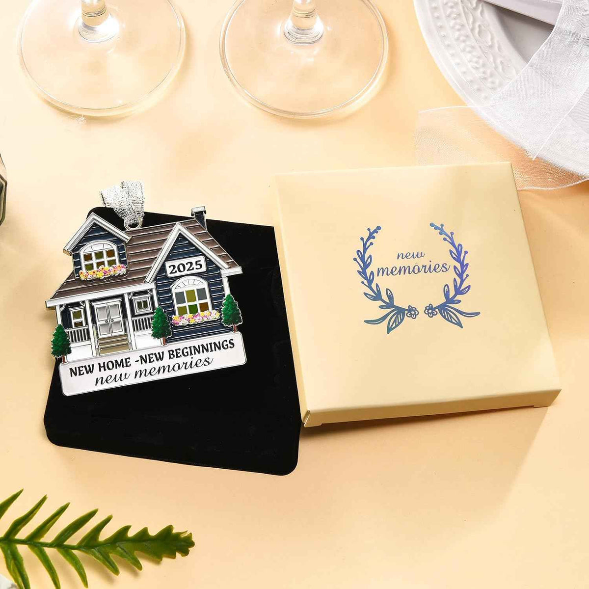 New Home Ornament 2025 - Metal House Warming Gifts New Home Ornament, Housewarming Gift Ideas for Women Couple Homeowners, First House Ornaments for Christmas Decoration-New House New Beginnings