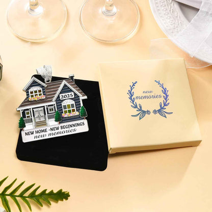 New Home Ornament 2025 - Metal House Warming Gifts New Home Ornament, Housewarming Gift Ideas for Women Couple Homeowners, First House Ornaments for Christmas Decoration-New House New Beginnings