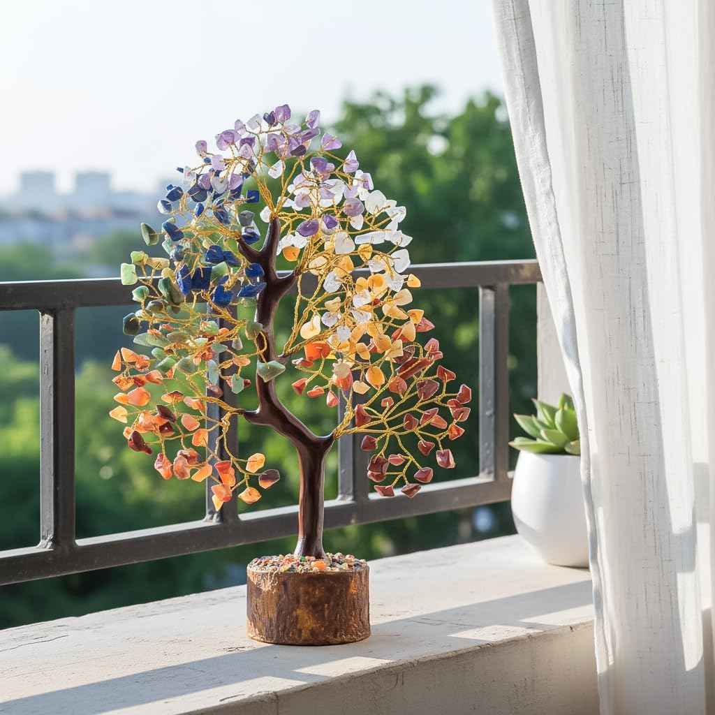 BEZAVO 7 Chakra Tree of Life Healing Crystal Tree Birthday Gifts for Women | Natural Gemstone Bonsai Tree, Healing Crystal Desk Decor, Spiritual Home Decoration, Gift for Women Meditation, Housewarming
