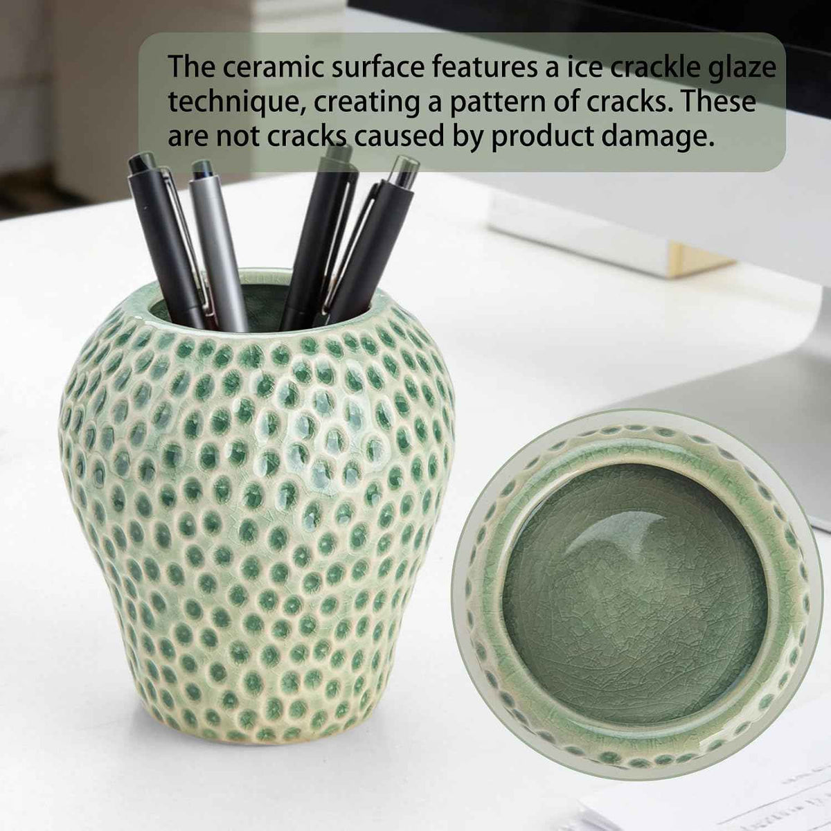 Strawberry Ceramic Pen Holder & Paper Clip Tray Set of 2