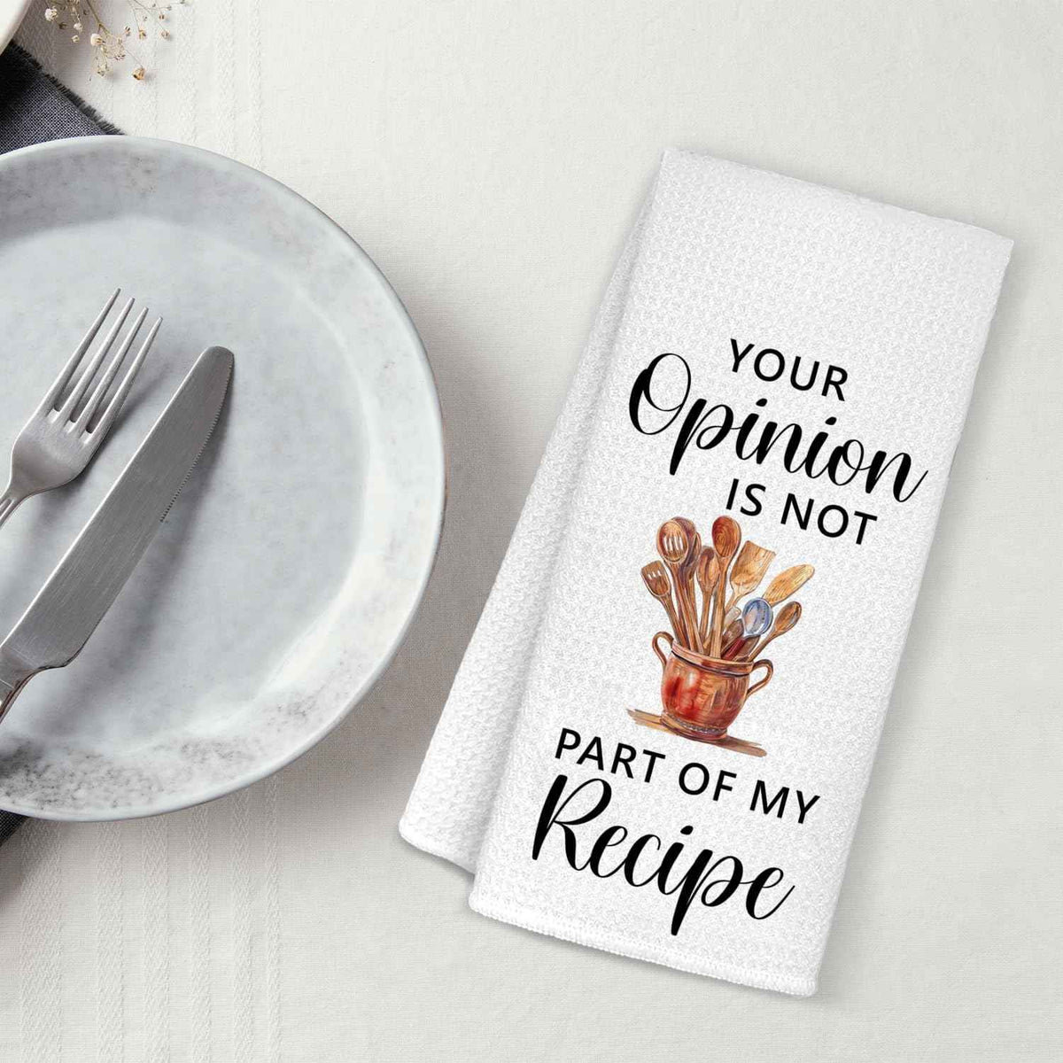Funny Kitchen Bathroom Towels, Hostess Host Gifts Dish Tea Towels, Your Opinion is Not Part of The Recipe Decorative Hand Towels, Funny Kitchen Decor, 16x24 Inch
