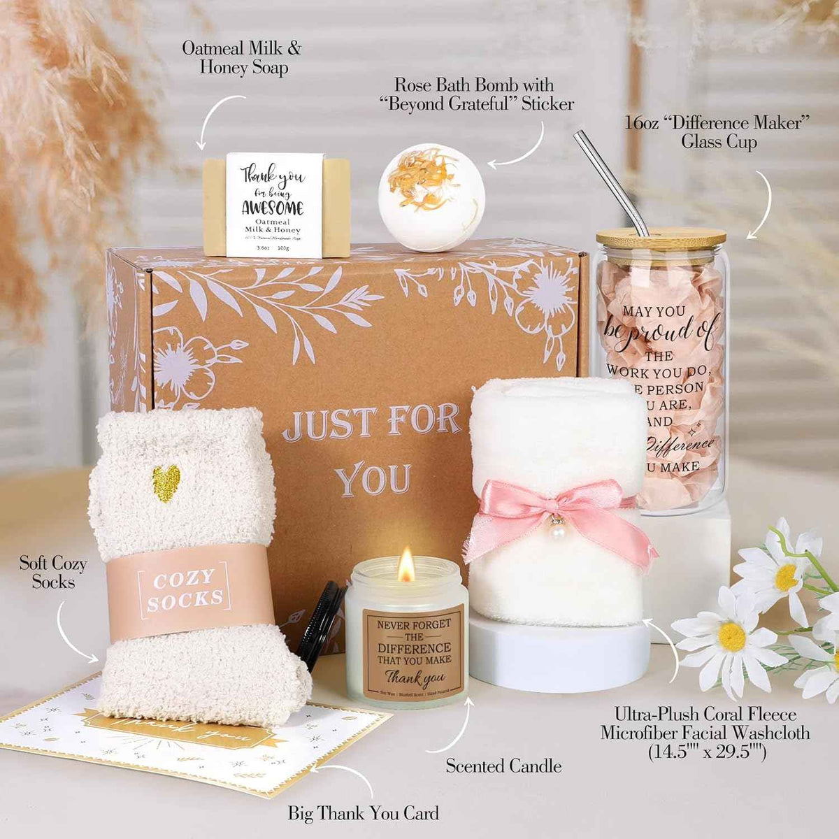 iAOVUEBY Employee & Teacher Appreciation Gifts for Coworker Teacher Mentor Leader Secretary Nurse, Difference Maker Gifts for Women, Thank You Gift Set for Women with 16oz Difference Maker Glass