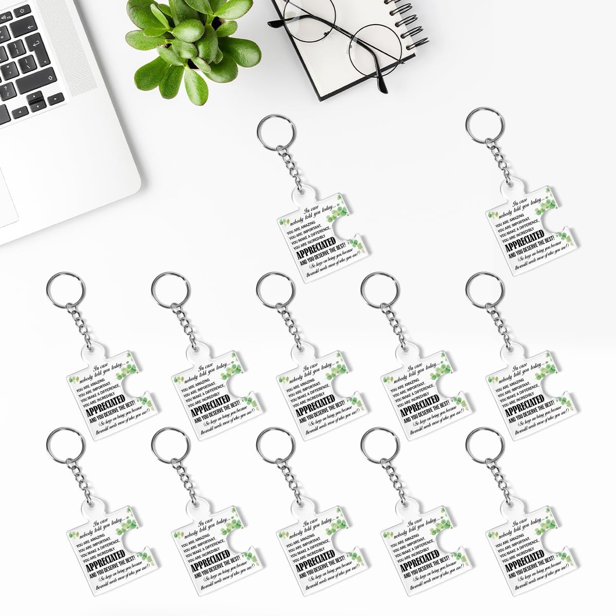 Team Appreciation Gifts Bulk for Coworkers Employees Colleagues, Thank You Gift Set Acrylic Puzzle Piece Keychains