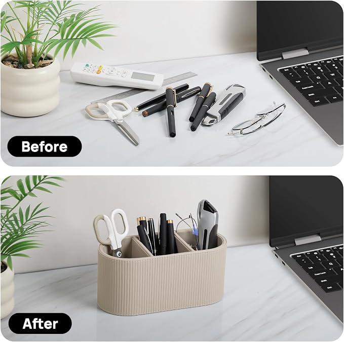 Three-Compartment Leather-Look Remote & Desk Organizer - Field & Blessing