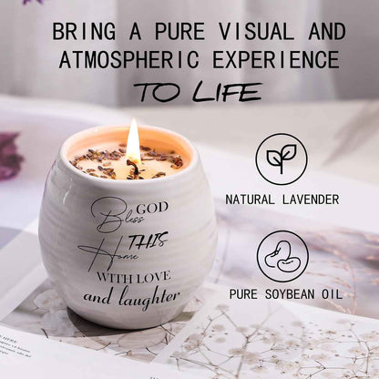 House Warming Gift, New Home Essential Lavender Candle 10oz | Housewarming Gifts, New Apartment New Home Gift Ideas for Women Men Homeowner Friend Neighbor, White Handmade Ceramic Candle