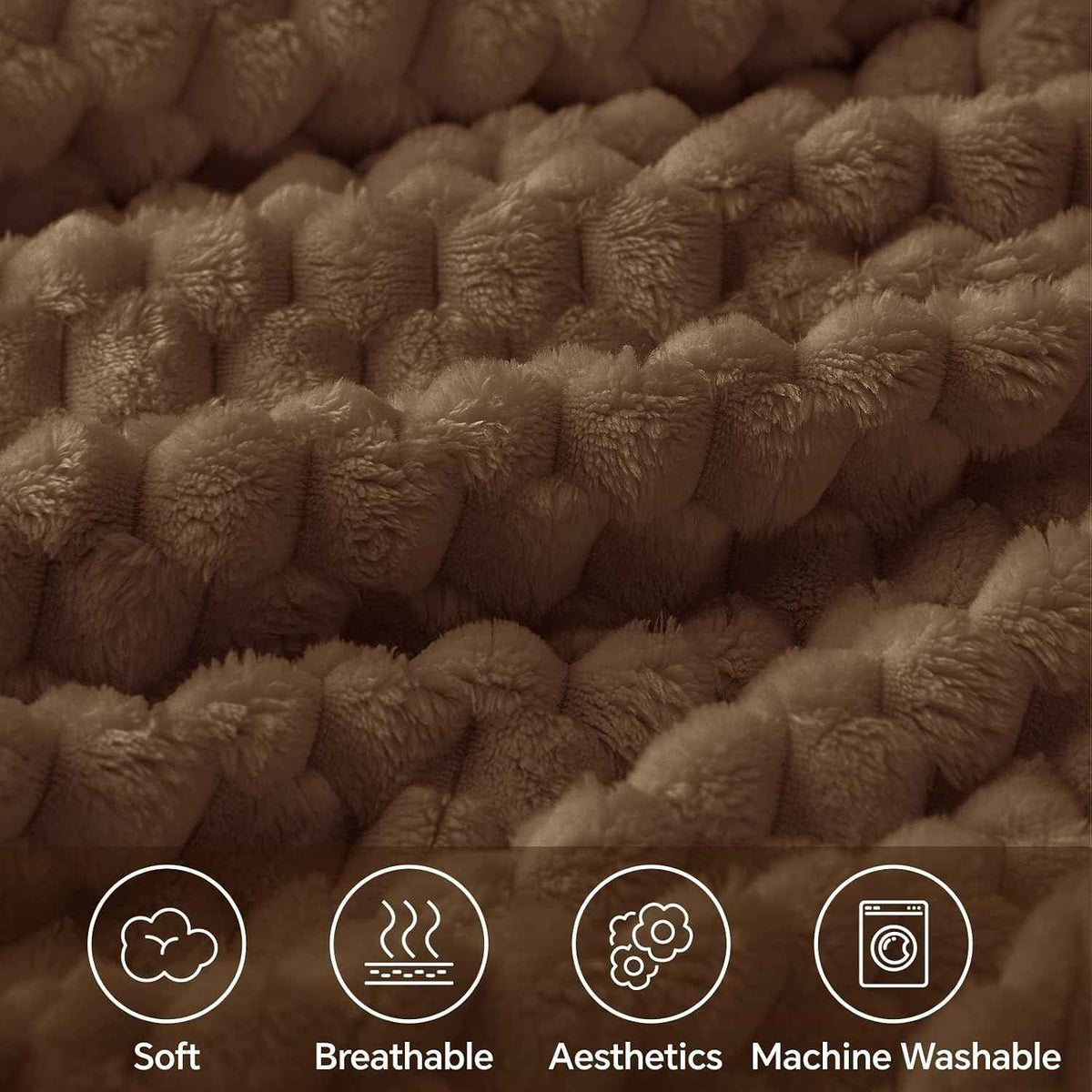 Brown Jacquard Cozy Throw Blanket