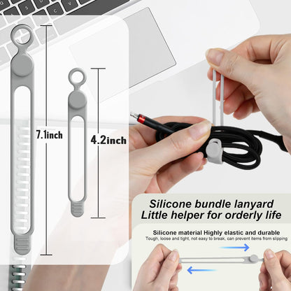Silicone Cable Ties, Cord Organizer Cable Management,2Sizes-Grey