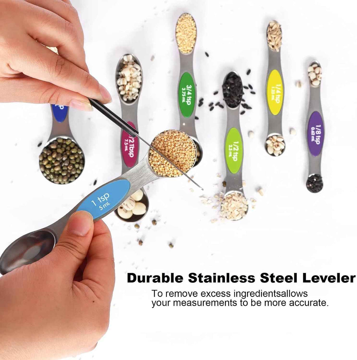 Multicolor Magnetic Measuring Spoons Set with Leveler