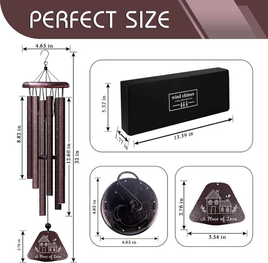 Housewarming Gifts for New Home, Home Sweet Home Gifts 32" Wind Chimes for Outside, Best Homeowner Moving Away Gift for Homewarming, New Apartment House Warming Ideas for Couple Windchimes