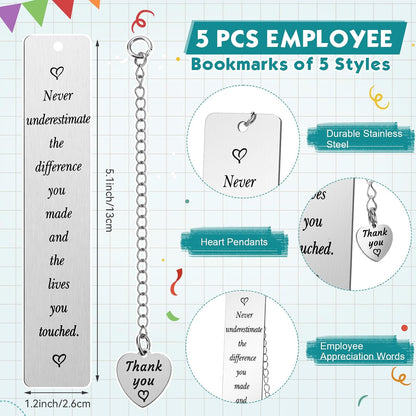 Meanplan 5 Sets Employee Appreciation Gift Bulk Thank You Team Gifts 24 oz Reusable Plastic Cups Inspirational Makeup Bags Keychains Bookmarks with Pendants for Coworker Employees Volunteer Staff