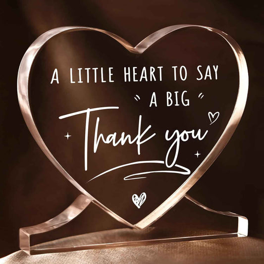 Thank You Gifts for Women, Men, Teacher Appreciation Gifts | Administrative Professional Day, Heart-Shaped Acrylic Desk Decor, Volunteer Nurse Employee Coworker Boss Appreciation