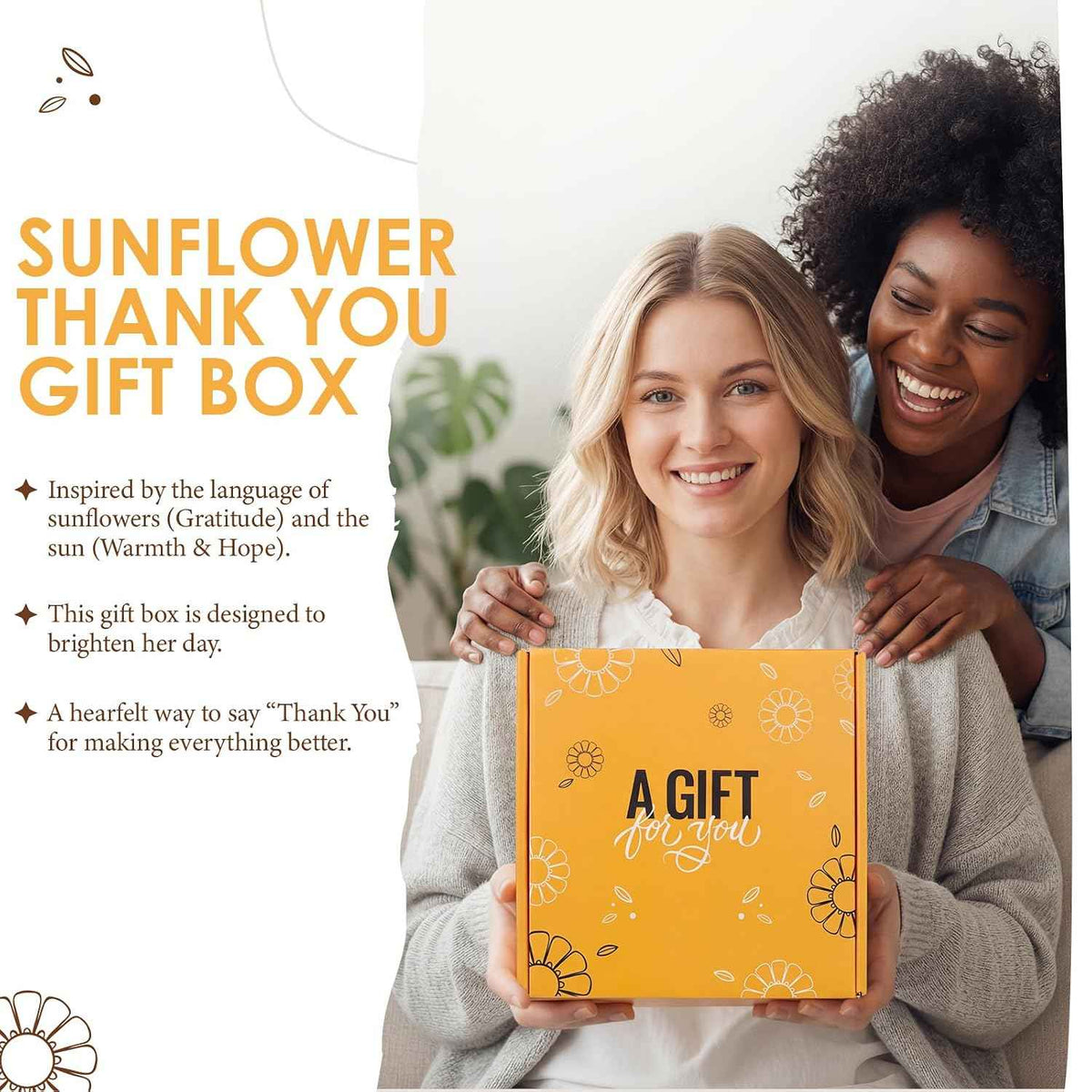 Thank You Gifts for Women, Teacher Appreciation Gifts Basket, Employee Appreciation Gift Box for Coworkers, Sunflower&Sunshine Thanks Gifts for Friends Mom Her Boss Nurse with Thanks Cards Awesome Cup