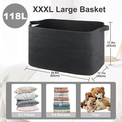 Extra-Large Woven Blanket Basket - Field & Blessing