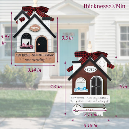 New Home Ornament 2025 - Housewarming Gifts for New Home, House Warming Gift for Women Couple houseowners Ideas, Wooden First Home Chirstmas Ornament 2025(House 01)