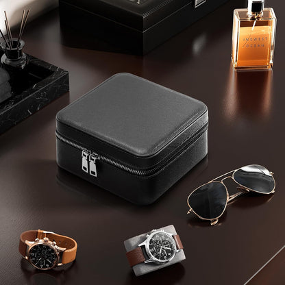 Three-Slot Travel Watch Case in Black